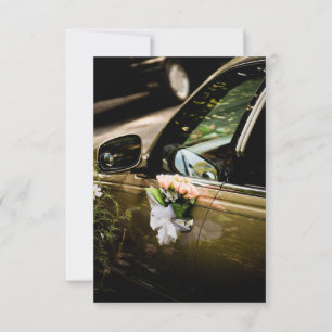 Elegant Gold Wedding Car Handle Peach Rose Invitation