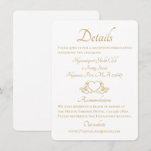 Elegant Gold Wedding Directions Details Glam Heart Invitation