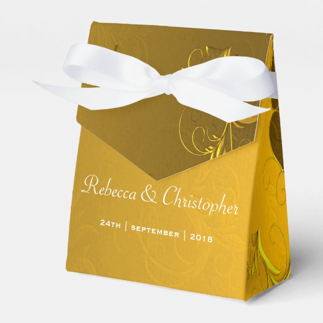 Elegant Gold Wedding Favour Box (Front Side)