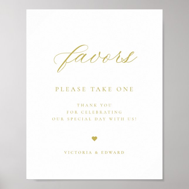Elegant Gold Wedding Favour Poster (Front)