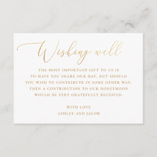 Elegant Gold Wedding | Honeymoon Wishing Well Enclosure Card
