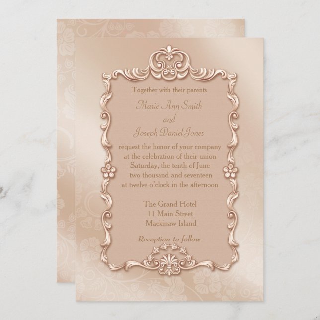 Elegant Gold Wedding Invitation (Front/Back)