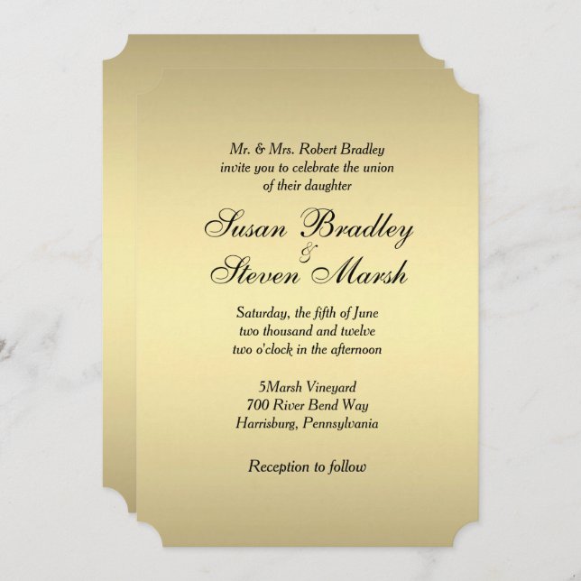 Elegant Gold Wedding Invitation (Front/Back)