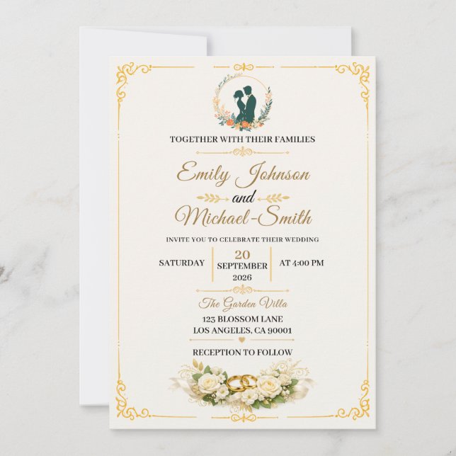 Elegant Gold Wedding Invitation Template (Front)