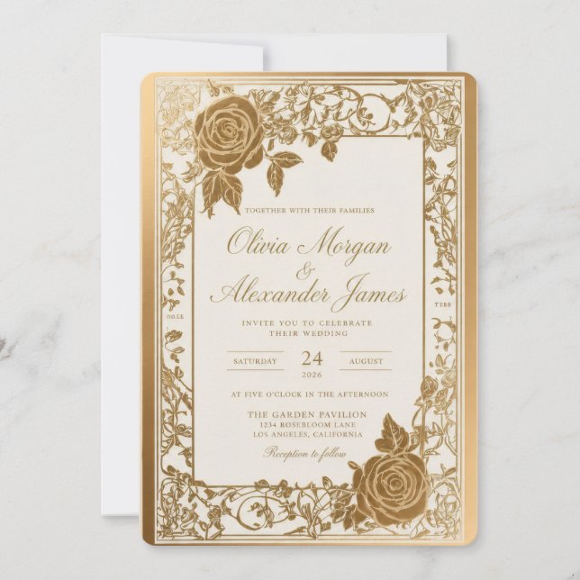 Elegant Gold Wedding Invitation Template (Front)
