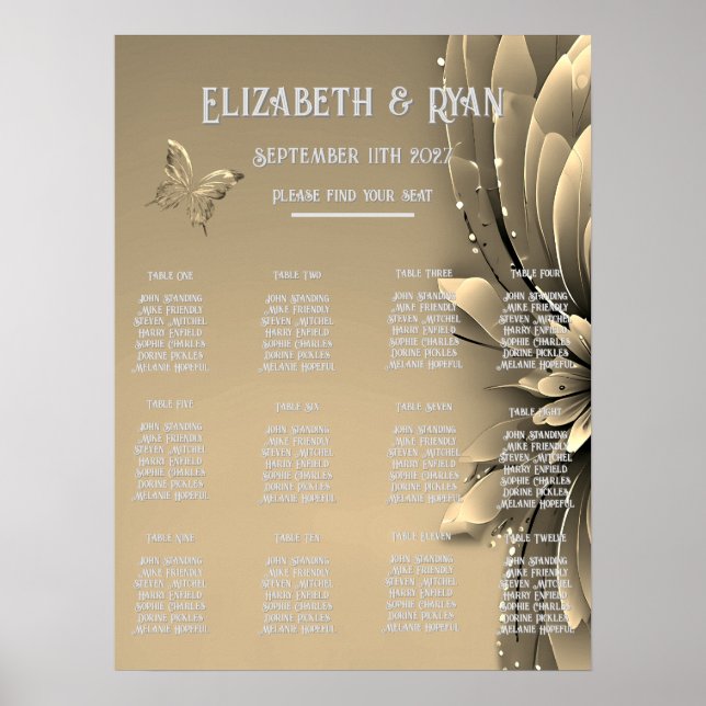 Elegant Gold Wedding Invitations  Poster (Front)