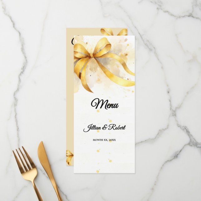 Elegant Gold Wedding Menu (Front/Back In Situ)