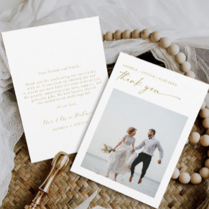 Elegant Gold Wedding Photo Thank You Card