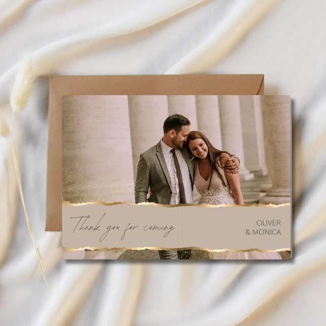 Elegant Gold Wedding Photo Thank You Cards (Elegant Gold Wedding Photo Thank You Cards)