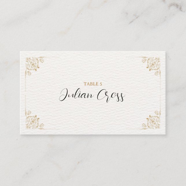 Elegant Gold Wedding Place Card (Front)