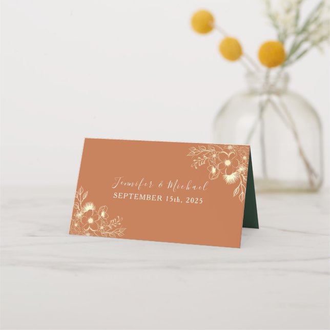 Elegant Gold Wedding Place Card (Back)