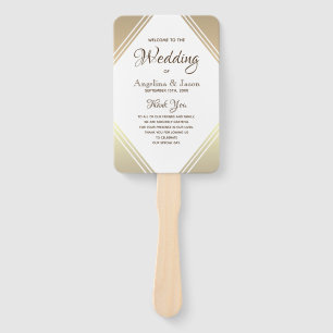 Elegant Gold Wedding Program Hand Fan