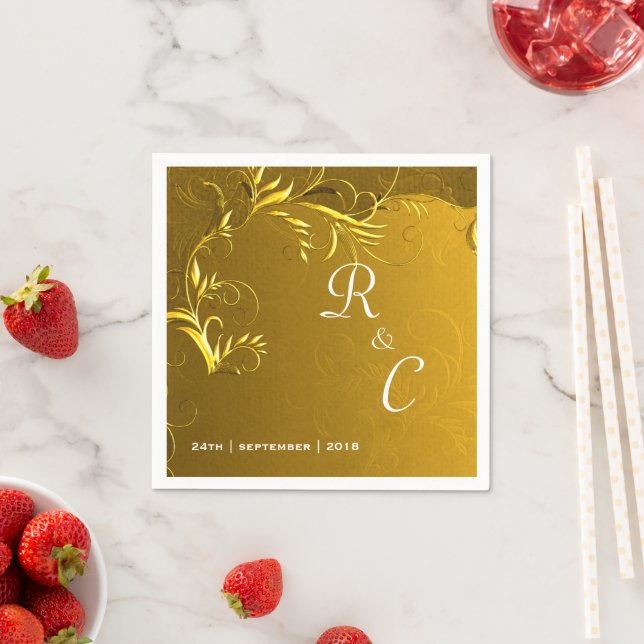 Elegant Gold Wedding Reception Napkin (Insitu)