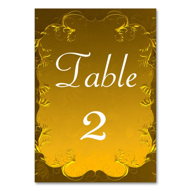 Elegant Gold Wedding Reception Table Table Number (Front)