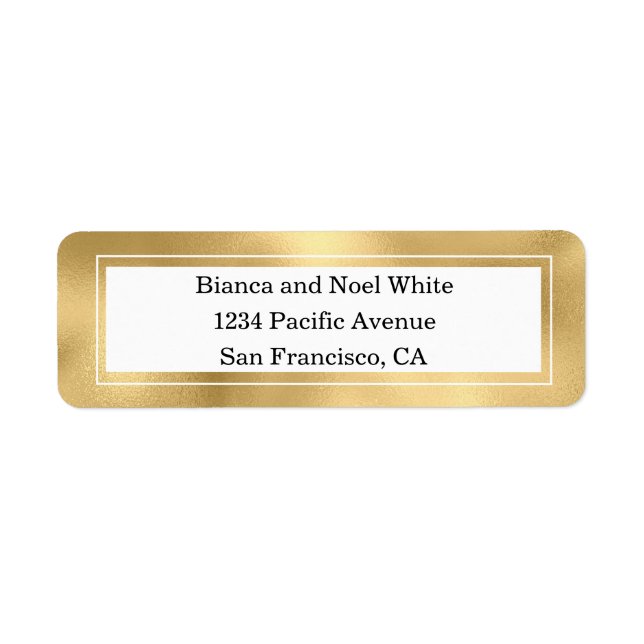 Elegant Gold Wedding Return Address Labels (Front)