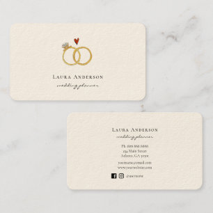 Elegant gold Wedding rings Wedding Planner Business Card