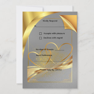 Elegant Gold Wedding RSVP Card   Editable Response