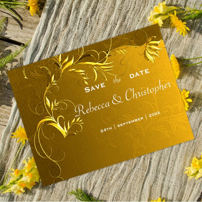 Elegant Gold Wedding Save the Date Announcement Postcard (Creator Uploaded)