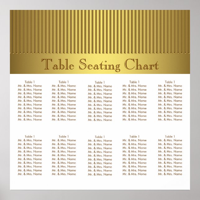 Elegant Gold Wedding Seating Chart (Front)