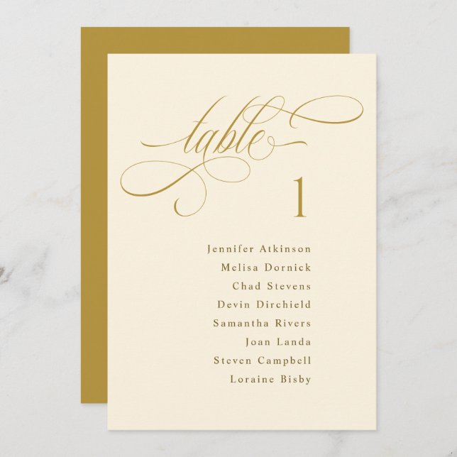 Elegant Gold Wedding Seating Chart Sign Cards (Front/Back)