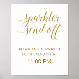 Elegant Gold Wedding Sparkler Send Off Sign