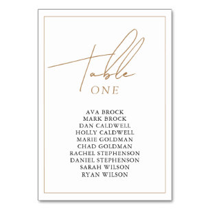 Elegant Gold Wedding Table Number Card