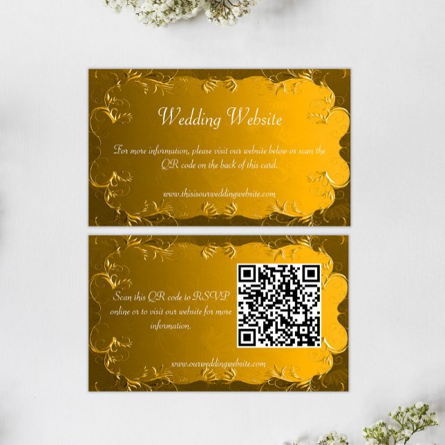 Elegant Gold Wedding Website Enclosure Card (Creator Uploaded)