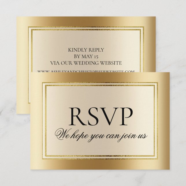 Elegant Gold Wedding Website RSVP Invitation (Front/Back)