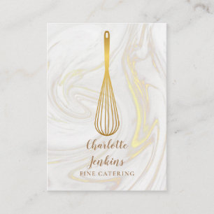 Elegant Gold Whisk Catering Marble Swirls Business Card