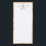 Elegant Gold White 2 Monogram Script Name Magnetic Magnetic Notepad<br><div class="desc">Modern, Elegant Calligraphy 2 Monogram Script Gold and White Name Custom Personalised Note cards. It features faux gold foil frame on white background. You can customise this notepad with your name, 2 monogram initial (hand lettered calligraphy script). If you do not need personalise you can delete it. Perfect for teachers,...</div>