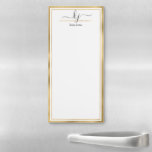 Elegant Gold White 2 Monogram Script Name Magnetic Notepad<br><div class="desc">Modern, Elegant 2 Monogram Calligraphy Script Name Custom Personalised Note cards. It features faux gold foil frame on white background. You can customise this notepad with your name, 2 monogram initial (hand lettered calligraphy script). If you do not need personalise you can delete it. Perfect for teachers, networking, entrepreneur, beauty...</div>