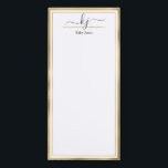 Elegant Gold White 2 Monogram Script Name Magnetic Notepad<br><div class="desc">Modern, Elegant 2 Monogram Calligraphy Script Name Custom Personalised Note cards. It features faux gold foil frame on white background. You can customise this notepad with your name, 2 monogram initial (hand lettered calligraphy script). If you do not need personalise you can delete it. Perfect for teachers, networking, entrepreneur, beauty...</div>