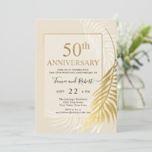 Elegant Gold White 50th Wedding Invitation