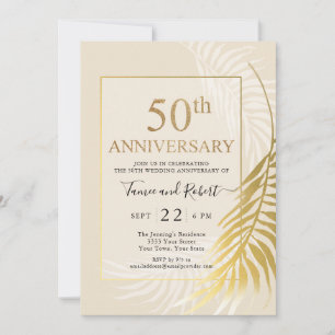 Elegant Gold White 50th Wedding Invitation