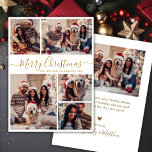 Elegant Gold White 5 Photo Collage Christmas  Holiday Card<br><div class="desc">Modern Simple Elegant Calligraphy Gold and White 5 Photo Collage Merry Christmas Script Holiday Card. This festive, minimalist, whimsical five (5) photo holiday greeting card template features a pretty grid photo collage and says „Merry Christmas”! The „Merry Christmas” greeting text is written in a beautiful hand lettered swirly swash-tail font...</div>