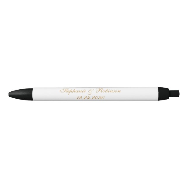 Elegant Gold White Black Wedding Ink Pen (Front)