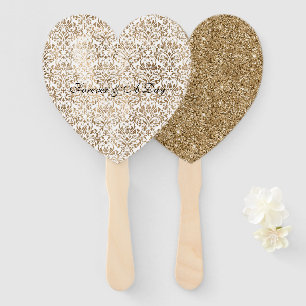 Elegant Gold White Chic Damask Hand Fan