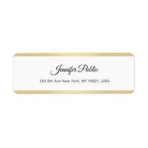 Elegant Gold White Chic Hand Script Simple Modern Return Address Label