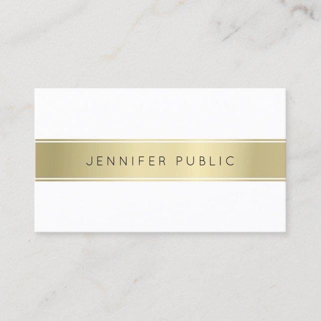 Elegant Gold White Clean Design Template Beautiful Business Card (Front)