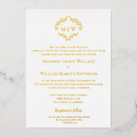 Elegant gold & white Crest Modern Catholic Wedding