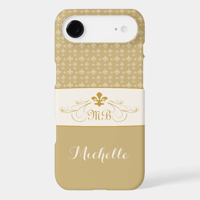 Elegant Gold White Fleur de Lis iPhone 6 Plus Case (Back)