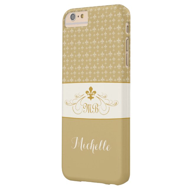 Elegant Gold White Fleur de Lis iPhone 6 Plus Case (Back Left)