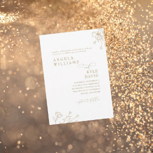 Elegant Gold & White Floral No Parents Wedding  Invitation