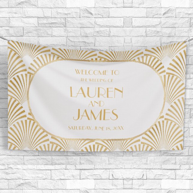 Elegant Gold White Geometric Art Deco Wedding Banner (Creator Uploaded)