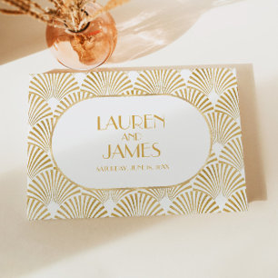 Elegant Gold White Geometric Art Deco Wedding Guest Book