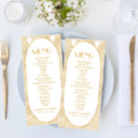 Elegant Gold White Geometric Art Deco Wedding Menu<br><div class="desc">This is an Elegant Gold White Geometric Art Deco Wedding menu.</div>