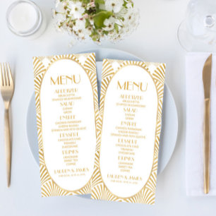 Elegant Gold White Geometric Art Deco Wedding Menu