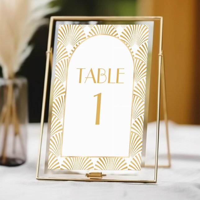 Elegant Gold White Geometric Art Deco Wedding Table Number (Creator Uploaded)