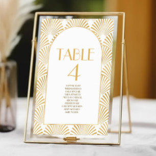 Elegant Gold White Geometric Art Deco Wedding Table Number