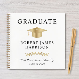 Elegant Gold White Graduation Party Guest Book